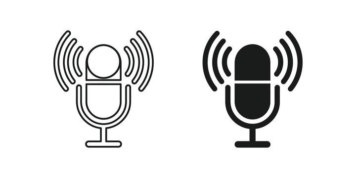 Broadcasting studio microphone icon for audio recording and live streaming.