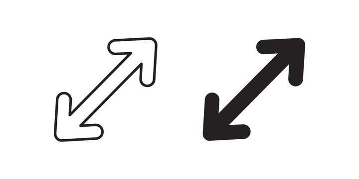 Resize arrow flat icon set for user interface design and web navigation.