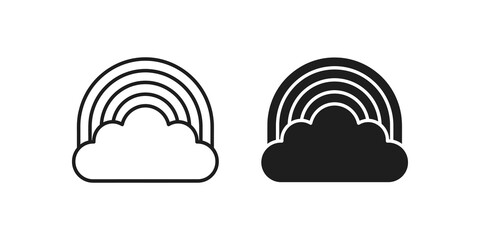 Obraz premium Rainbow over fluffy cloud vectors representing weather climate design.