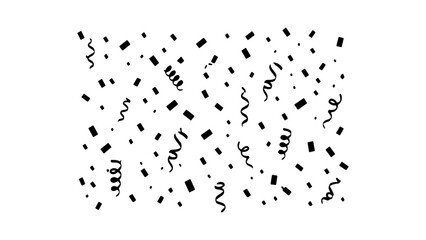 Obraz premium Confetti Falling Background in Black Silhouette Style Vector Illustration