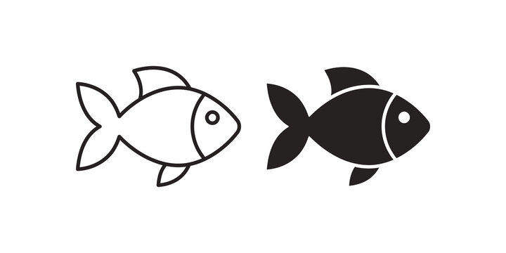 Minimalist fish line and glyph icons for aquatic and sea life theme.