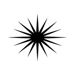 Fototapeta premium Sunburst Sparkle Star Icon in Solid Black Silhouette Style