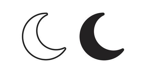 Black and white crescent moon icon vector illustration isolated on background. © SAJID
