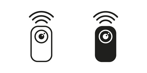 Wireless remote camera shutter controller icon in stroke and fill art. © SAJID