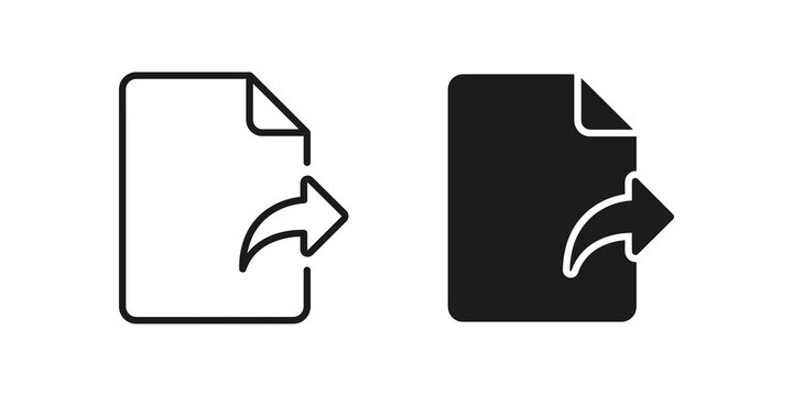 File export vector icon set in outline and solid black style icon.