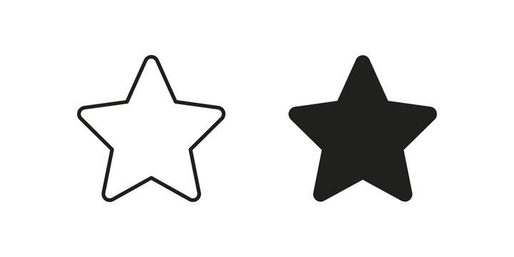 Star line and solid black vector icons pack for web user interface.