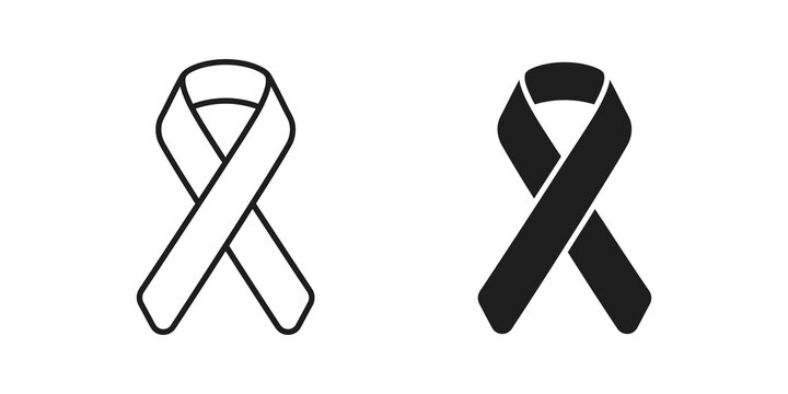 Awareness ribbon icon black outline silhouette for medical health charity.
