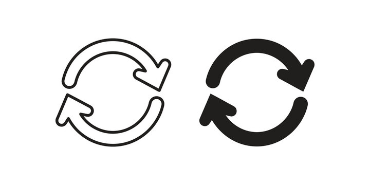 Refresh arrow cycle flat icon black white design system update loading.