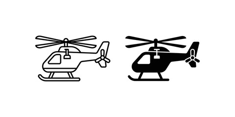 Helicopter contour and filled icons for aviation and transport theme. © SAJID