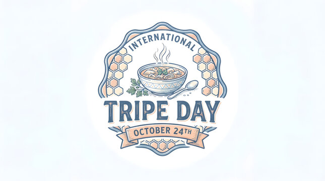 International Tripe Day celebrated October 24th with soup and spoon emblem.