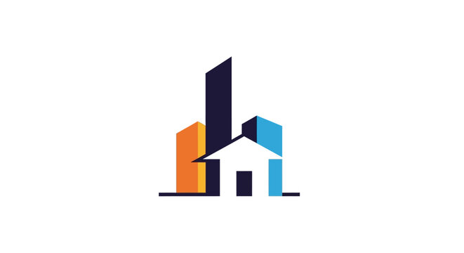 A minimalist graphic icon representing modern urban real estate development