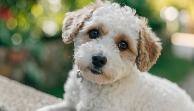 Cute White Toy Poodle Puppy Sitting Isolated on White Background, Adorable Small Curly Haired Domestic Dog PortraitCute White Toy Poodle Puppy Sitting Isolated on White Background, Adorable Small Curl