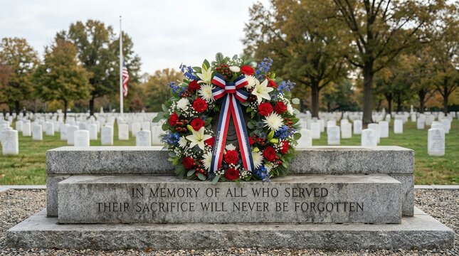 Memorial Wreath at Arlington National Cemetery, Honoring Veterans' Sacrifice
