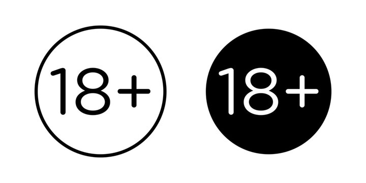 18 Plus Icon represents age-restricted content or access for adults aged eighteen and above. Ideal for warnings, age verification, entertainment, and restricted services.