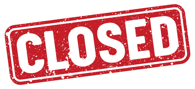 closed stamp. closed red rectangular grunge stamp on transparent background