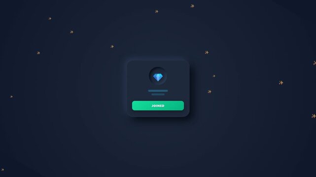 Abstract Digital Interface Animation with Glowing Diamond Icon and Particle Effects.