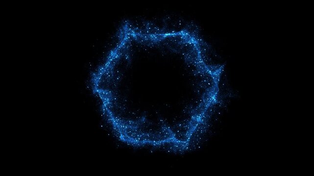 Luminous halo of vivid blue glitter tiny star points circle , leaving generous space inside. fantasy branding, celestial invitations, 19 openers, meditation visuals elegant title presentations