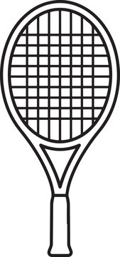 Tennis Racket Sports Equipment Minimal Black Outline Icon Illustration Vector