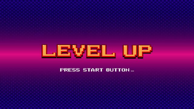 LEVEL UP icon. Pixel art 8 bit. retro game. for game assets on retro sci-fi background.	