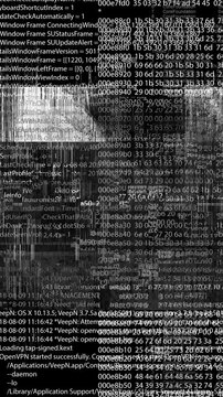 Layered crash reports, error logs, programming text drift screen digital distortion. software failure scenes, debugging cyber stories, technology documentaries, suspense trailers, glitch overlays.