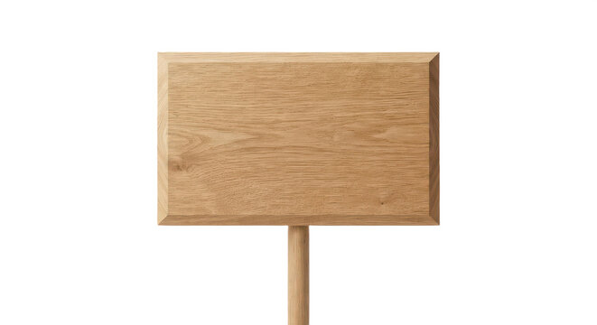 Blank wooden sign board on a stick isolated on white background for custom text display