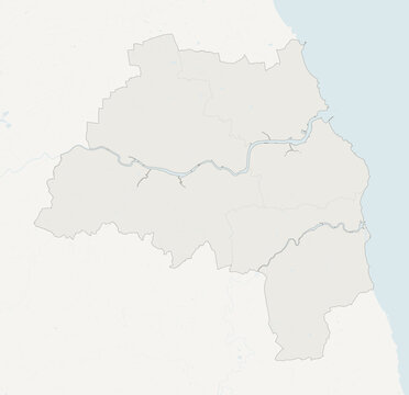 Tyne and Wear, United Kingdom &ndash; metropolitan vector map with district boundaries, hydrography and coastal context (Web Mercator projection, PPT-compatible & fully editable)