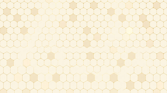 Geometric honeycomb pattern background, beige hexagonal grid texture, abstract cream honey cell design for web banners