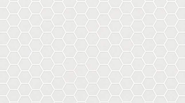 Minimalist white honeycomb pattern background, geometric hexagon texture wallpaper, clean tech aesthetic surface for web design