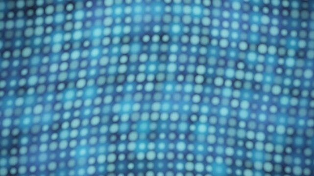 Abstract blue bokeh lights glowing on digital led dot matrix background loop