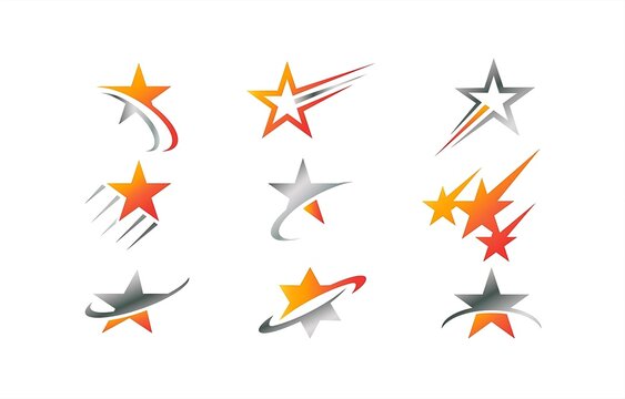 Dynamic Shooting Star Corporate Logo and Icon Design Set.