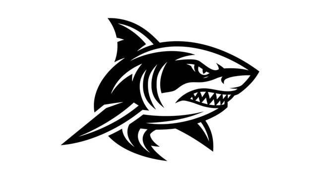 Fierce Shark Head Illustration Aggressive Predator.