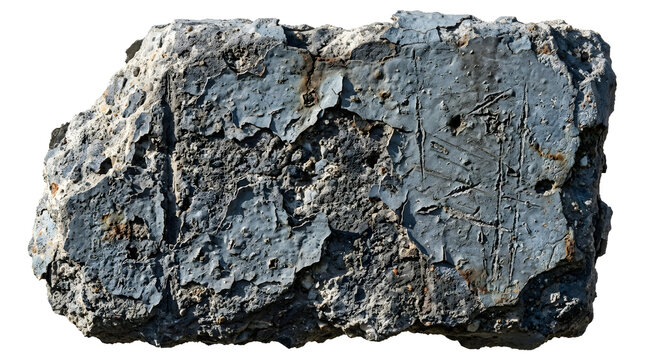 Rugged Dark Rock with Rough Texture on White Background