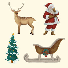 Fototapeta premium Christmas vibe festive holiday vector hand drawn set