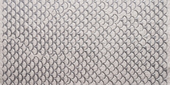 Embossed Silver Fish Scale Pattern on Paper Texture