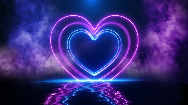 Layered hearts create a luminous frame soft violet haze colorful reflections dark surface. romantic messages, engagement announcements, love-themed campaigns, event displays celebration openers.