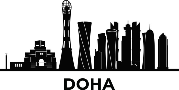 Doha skyline silhouette vector illustration