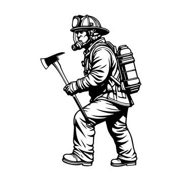 Firefighter svg cut file. Isolated vector illustration.