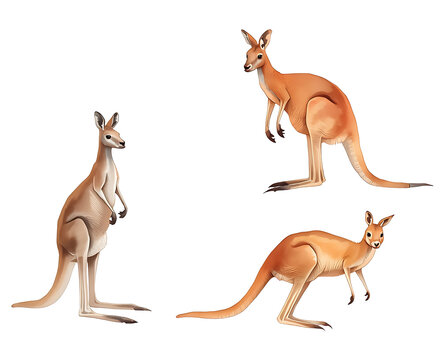 several types of kangaroo images with transparent backgrounds