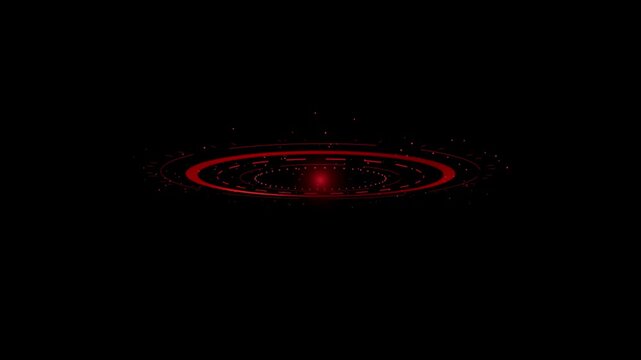 Red glowing futuristic circular light in space