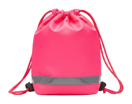 Pink cinch bag with reflective strip isolated for sport design png