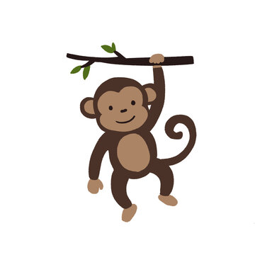 cute monkey illustration hand drawn, scandinavian nursery	