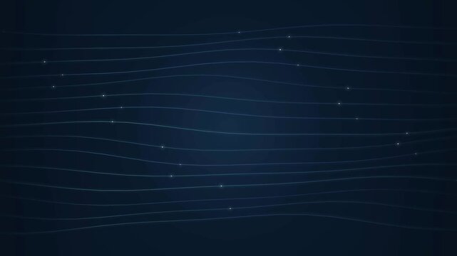 Animated teal lines with glowing particles on dark navy background