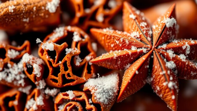 Star anise and cinnamon with sugar snow