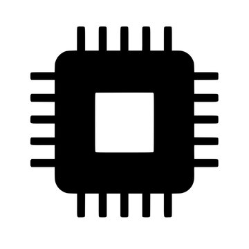 CPU icon flat outline in black