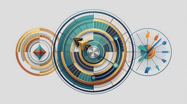 Abstract circular digital data visualization charts and graphs with abstract cir