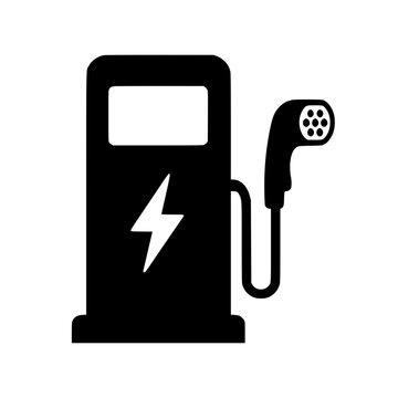 EV Charge Point icon flat outline in black