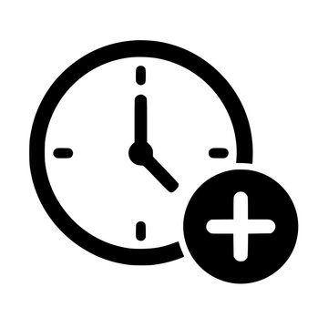 Extra hours icon flat outline in black
