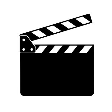 Film clapperboard icon flat outline in black