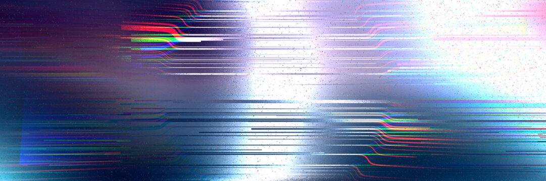 Digital Glitch Abstract Background with Color Distortions and Data Noise