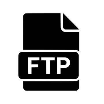 FTP icon flat outline in black
